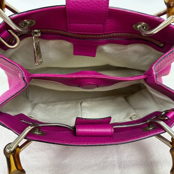 Gucci Pink Bamboo Shopper Leather Satchel - Picture 6 of 16